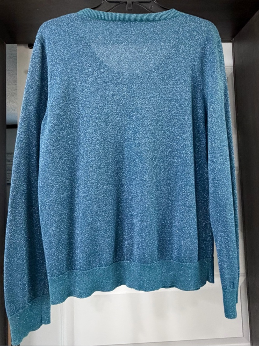 Talbots Metallic Teal Button-Front Sweater women’s size XL - Picture 2 of 4